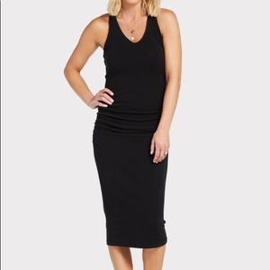 Micheal Stars Black Cora Sleeveless Ruched Dress